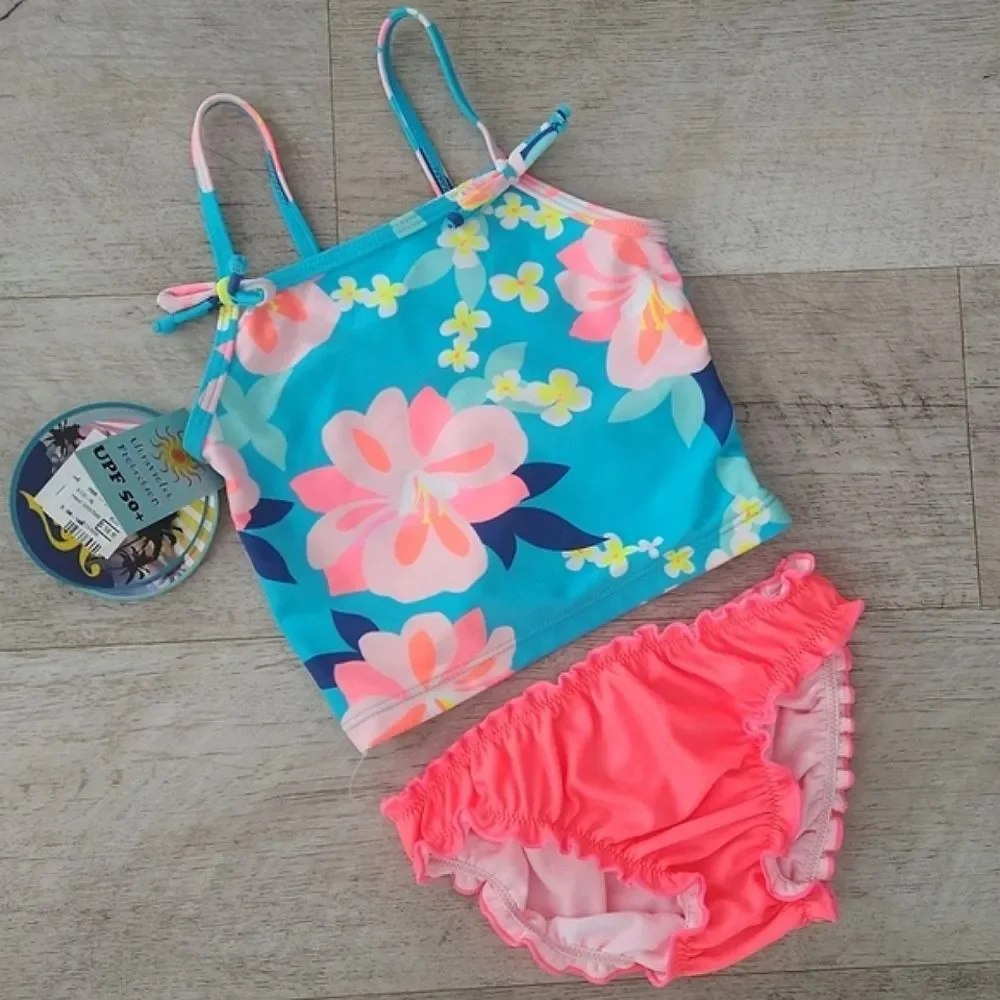 NWT Heat Girls Floral Bikini UPF 50+ Swimsuit